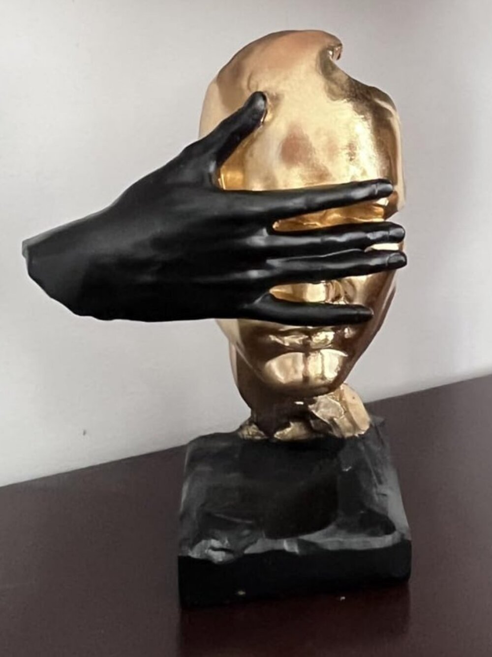 Thinker Gold 12" H Statue Silence Is Abstract Resin Figurine Home Office Décor